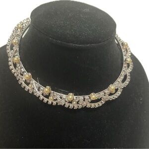 Elegant Silver and Gold Pearl Crown/Headpiece